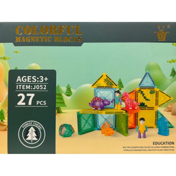 Magnetic Tile Series - #J052 - 27PC Multiple Shapes and Color Tile Combinations - Build STEM - 4 For $30.00