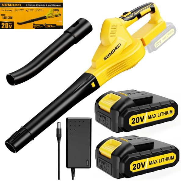 Somorei Outdoor - Leaf Blower Set - #YS-712 - 2 Powerful Settings - Two 20Volt Batteries Included - 2 Sets For $70.00