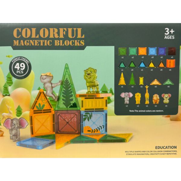 Magnetic Tile Set - #J040 - 49PC Set - Multiple Shapes And Colors - STEM Building - 4 Sets For $30.00