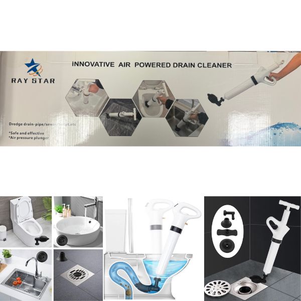 RayStar Home - #3003 - Innovative Air Powered Plunger - Toilet, Pipes, Sewer, Etc. - With Pressure Gauge - 4 For $32.00
