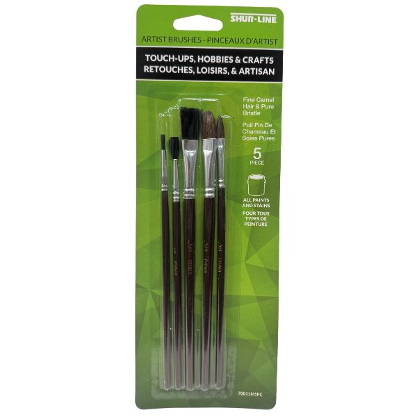 Shur-Line Paint - #04830 - 5PC Pack Fine Camel Hair Artist Paint Brushes - 24 Packs For $24.00