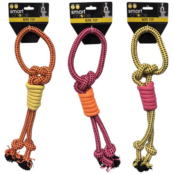 Smart Choice Pet - #00097 - Hi-Vis Neon 18" Rope/Chew Toy - Colors Vary - Heavy Gauge For Heavy Pet Play - 8 For $32.00