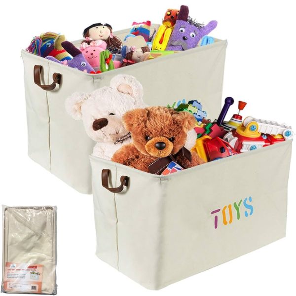 The Toy Bin - #WF5449.OffWhite - Huge Set Of 2 - Each Tote Measures 26"x15"x16" - 3 Sets of 2 For $26.00