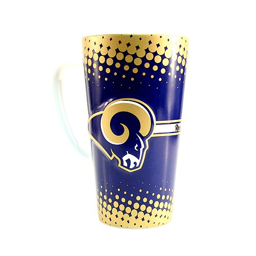 Blowout - ST. LOUIS RAMS Mugs - 16OZ Sculpted Latte Mugs - 4 For $6.00 - Wholesale Los Angeles Rams Products - Rams Merchandise
