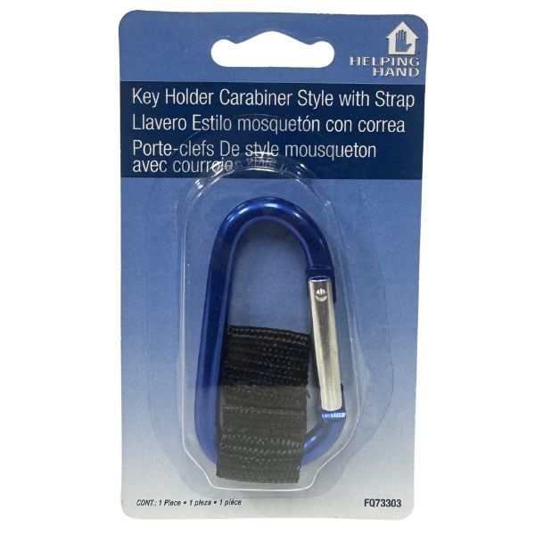 Helping Hands - #73303 - D-Clip Carabiner With Nylon Strap - Spring Lock - 36 For $27.00