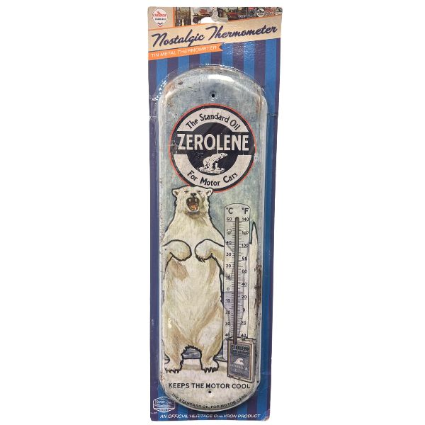 Country Side Metal Thermometers - #40267 - Polar Bear Zerolene Auto - 17"x5" - Weather Resistant Indoor/Outdoor - 6 For $30.00