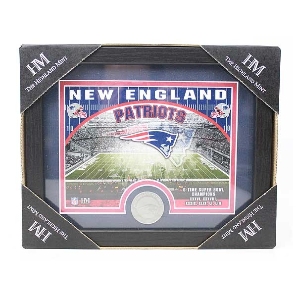 New England Patriots Collectibles - Highland Mint - 11"x9" Photo Frame With Minted Coin - 2 For $24.00 - Wholesale New England Patriots - Patriots Merchandise 2