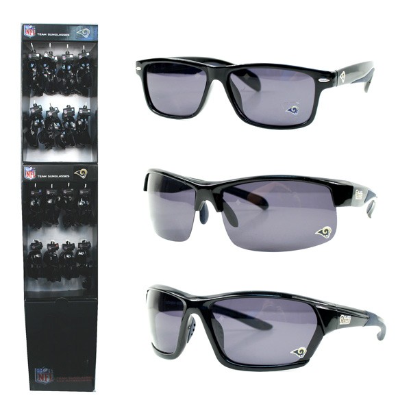 BLOWOUT - ST. LOUIS RAMS Sunglasses - 48 Count Polarized Display - Assorted Styles - $60.00 Per Display - Wholesale Los Angeles Rams Products - Rams Merchandise