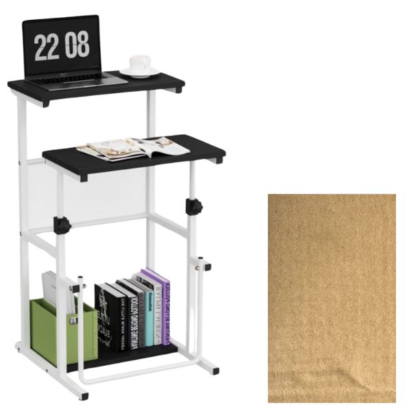 The Mobile Desk - #SHX2138-BK - Black Shelf Multi-Level & Height - Metal Construction Computer Station/Desk - 2 For $60.00
