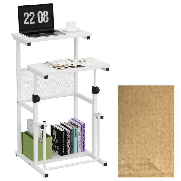 The Mobile Desk - #SHX2138-WH - White Shelf Multi-Level & Height - Metal Construction Computer Station/Desk -  2 For $60.00