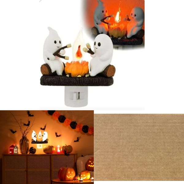 Painted Plaster Premium Nite Lite - Brown Box Packaging - Halloween Friendly Ghosts Scene - 10 For $35.00