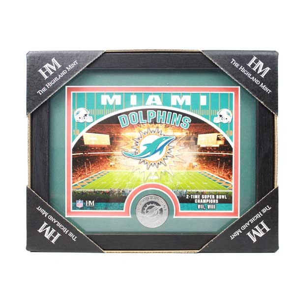 Miami Dolphins Collectibles - Highland Mint - 11"x9" Photo Frame With Minted Coin - 2 For $24.00 - Wholesale Miami Dolphins Products - Dolphins Merchandise 2
