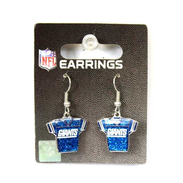 New York Giants Earrings - Jersey Bling Style Dangle - 12 Pair For $36.00 - Wholesale New York Giants Product - Giants Merchandsie 2