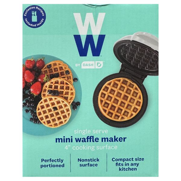 WW Mini Waffle Maker - #1198817 - 4" Surface - Nonstick Compact Size for Any Kitchen - 6 For $36.00