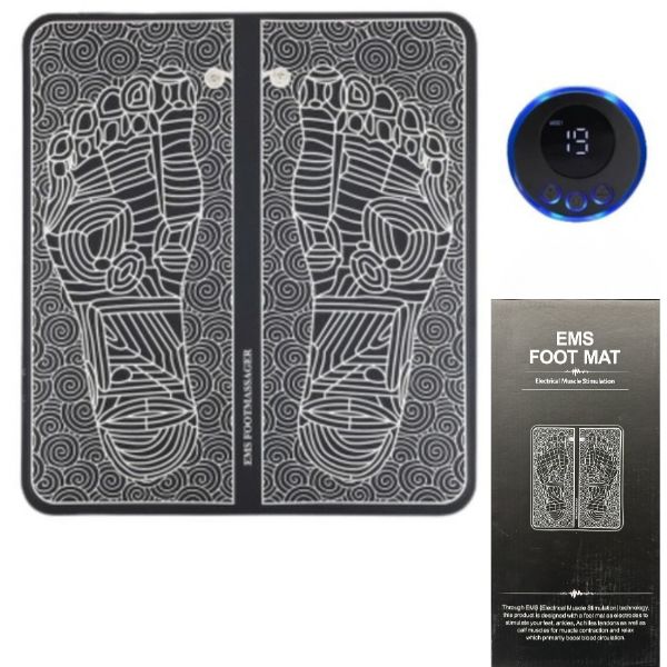 EMS Foot Mat - #Black - Electrical Muscle Stimulation - 10Levels, 6Modes, 15Minute Autorun - USB Charging - 6 For $36.00