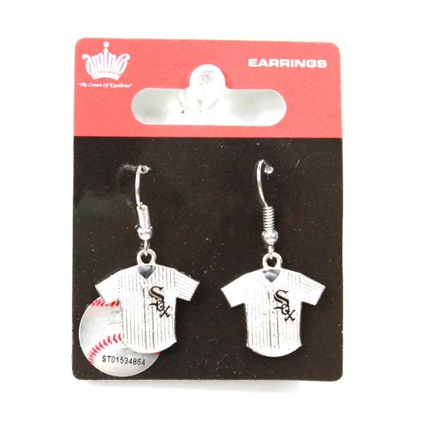 Chicago White Sox Earrings - Jersey Style Dangle Earrings - 12 Pair For $36.00 - Wholesale Chicago White Sox Products - White Sox Merchandise 2