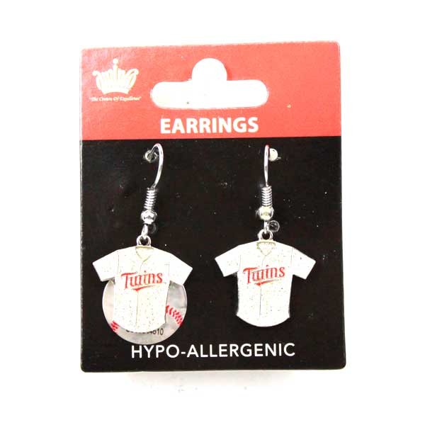 Minnesota Twins Earrings - Jersey Style Dangle Earrings - 12 Pair For $36.00 - Wholesale Minnesota Twins Products - Twins Merchandise