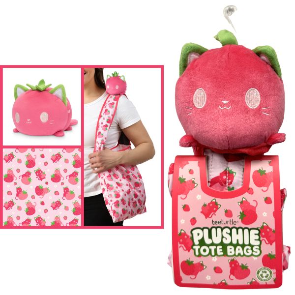 TeeTurtle - Plush Tote Bags - #01190 - The Strawberry - Stuff Your Tote Into Your TeeTurtle - 10 For $35.00