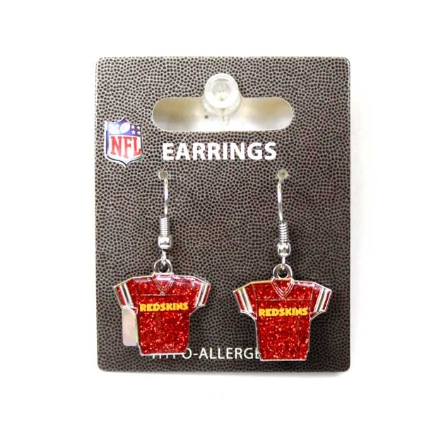 Washington Redskins Earrings - Bling Jersey Style Dangle Earrings - 12 Pair For $36.00 - Wholesale Washington Redskins Products - Redskins Merchandise 2