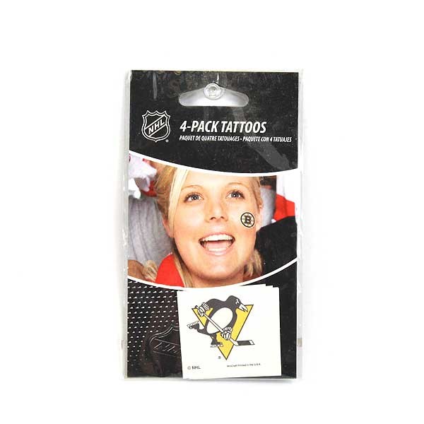 Pittsburgh Penguins Gear - 4Pack Tattoos - 12 Packs For $18.00 - Pittsburgh Penguins