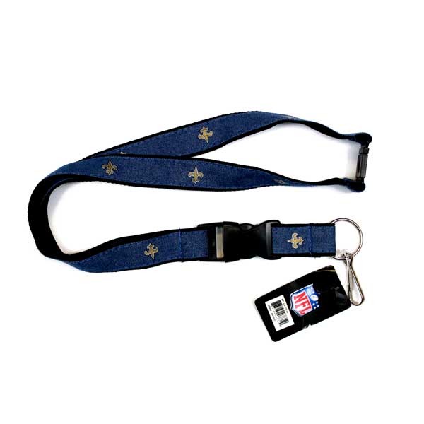 New Orleans Saints Lanyards - Denim Style - 6 For $18.00 - Wholesale New Orleans Saints Product - Saints Merchandise 2