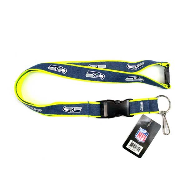 Seattle Seahawks Lanyards - Neon Tipped Denim Style - 6 For $18.00 - Wholesale Seattle Seahawks Product - Seahawks Merchandise