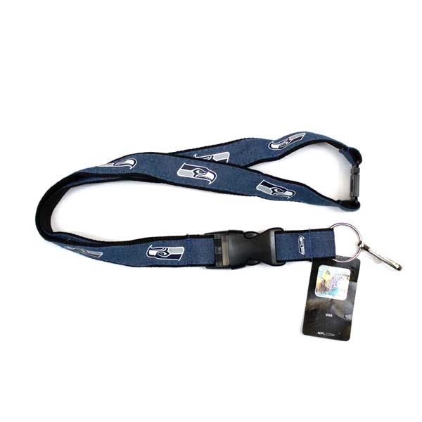 Seattle Seahawks Lanyards - Blue Tipped Denim Style - 6 For $18.00 - Wholesale Seattle Seahawks Product - Seahawks Merchandise