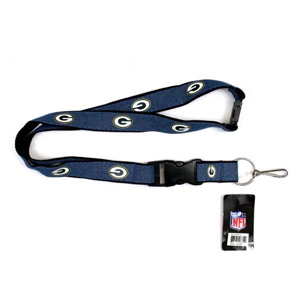 Green Bay Packers Lanyards - Denim Style - 6 For $18.00 - Wholesale Green Bay Packers Products - Packers Merchandise 2