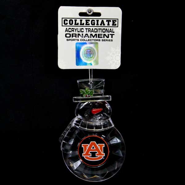 Auburn Tigers Ornaments - Acrylic Snowman - 6 For $18.00 - Auburn