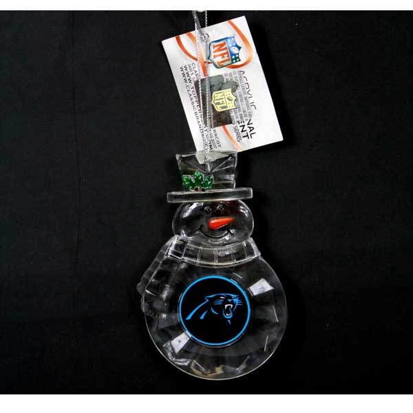 Carolina Panthers Ornaments - Acrylic Snowman - 6 For $18.00 - Wholesale Carolina Panthers Products - Carolina Football