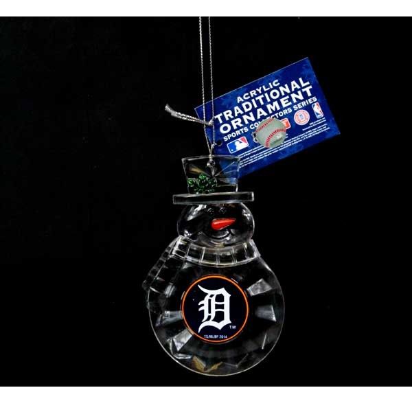 Detroit Tigers Ornaments - Acrylic Snowman - 6 For $18.00 - Wholesale Detroit Tigers Products - Tigers Merchandise