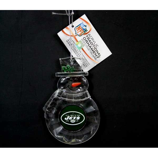 New York Jets Ornaments - Acrylic Snowman - 6 For $18.00 - Wholesale New York Jets Products - Jets Merchandise