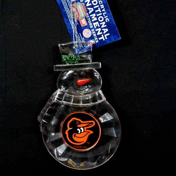 Baltimore Orioles Ornaments - Acrylic Snowman - 6 For $18.00 - Wholesale Baltimore Orioles Products - Orioles Merchandise