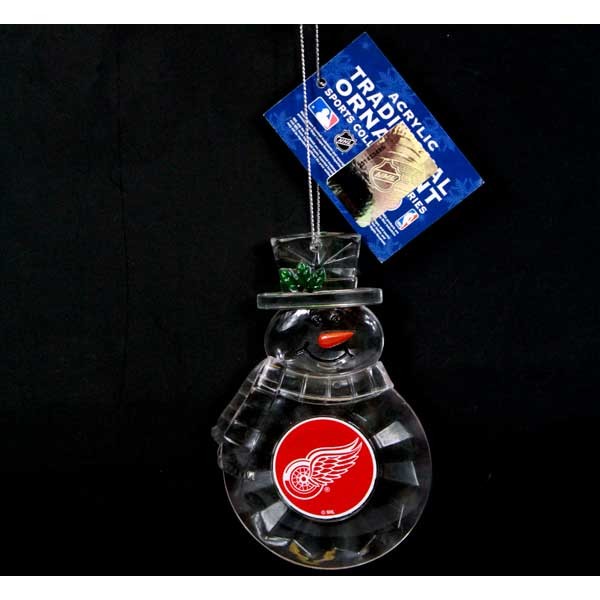 Detroit Red Wings Ornaments - Acrylic Snowman - 6 For $18.00 - Detroit Red Wings