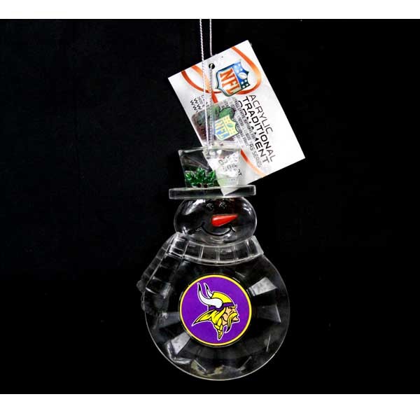 Minnesota Vikings Ornaments - Acrylic Snowman - 6 For $18.00 - Wholesale Minnesota Vikings Products - Vikings Merchandise
