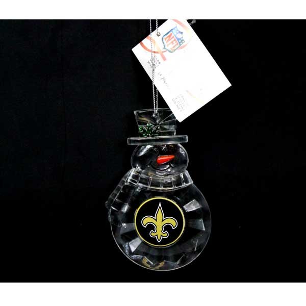 New Orleans Saints Ornaments - Acrylic Snowman - 6 For $18.00 - Wholesale New Orleans Saints Product - Saints Merchandise