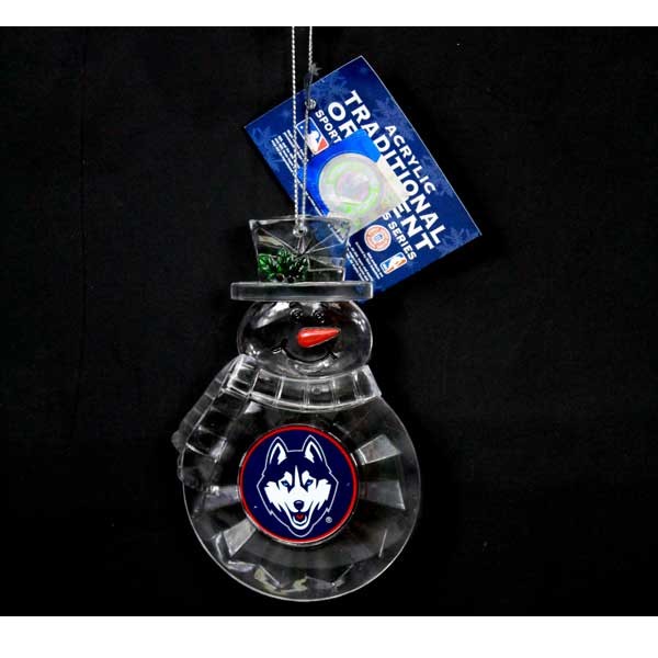 UCONN Huskies Ornaments - Acrylic Snowman - 6 For $18.00 - UCONN Huskies