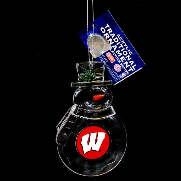 Wisconsin Badgers Ornaments - Acrylic Snowman Style - 6 For $18.00 - Wisconsin Badgers