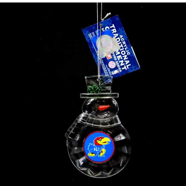 Kansas Jayhawks Ornaments - Acrylic Snowman - 6 For $18.00 - Kansas Jayhawks