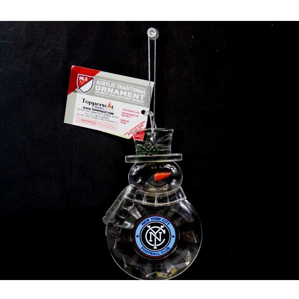 New York City Football Club Ornaments - Acrylic Snowman - 6 For $18.00 - Wholesale New York Giants Product - Giants Merchandsie