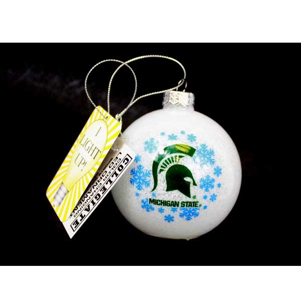 Michigan State Spartans Ornaments - Light Up Snowflake Ball Ornaments - 6 For $18.00 - Michigan State