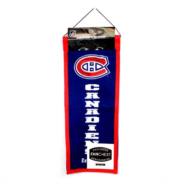 Montreal Canadiens BLUE Banners - 6"x15" Wool Blend Embroidered - 6 For $21.00 - Montreal Canadiens