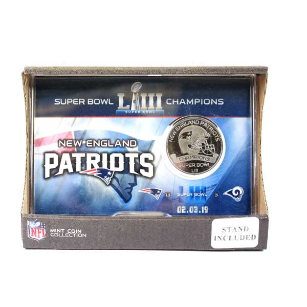 Patriots Collectibles - Super Bowl Highland Mint - 4"x6" Acrylic With Minted Coin Set - 4 Sets For $20.00 - Wholesale New England Patriots - Patriots Merchandise