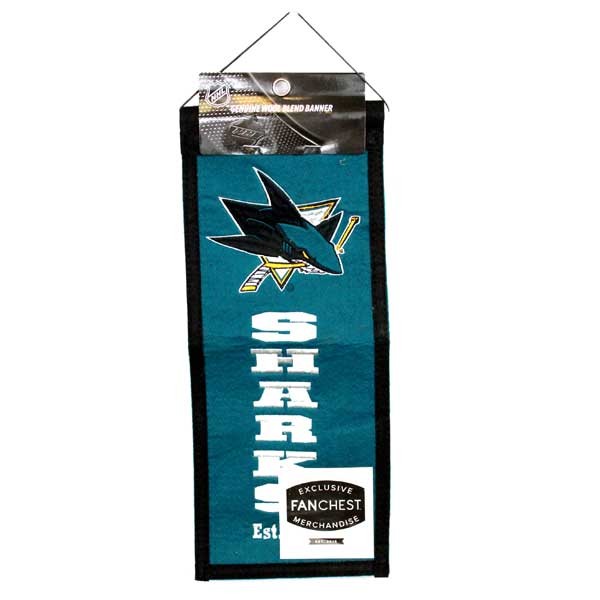 San Jose Sharks Banners - 6"x15" Wool Blend Embroidered - 6 For $21.00 - San Jose Sharks