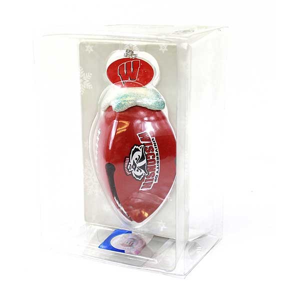 Wisconsin Badgers Ornaments - Football Bell Clam Shell Style - 6 For $18.00 - Wisconsin Badgers