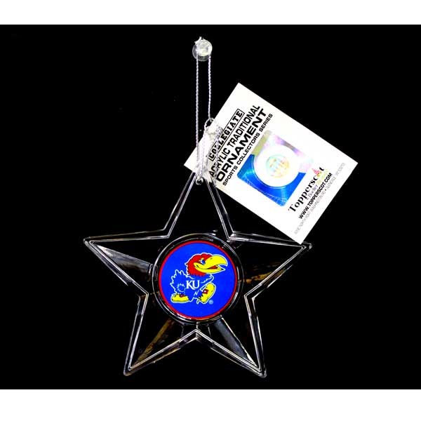 Kansas Jayhawks Ornaments - Acrylic Star Style - 6 For $18.00 - Kansas Jayhawks
