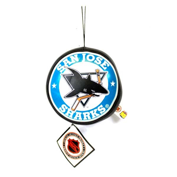 San Jose Sharks Ornaments - Plush Style Puck - 6 For $18.00 - San Jose Sharks