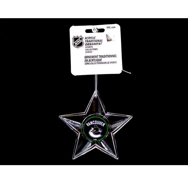 Vancouver Canucks Ornaments - Acrylic Star Style - 6 For $18.00 - Vancouver Canucks