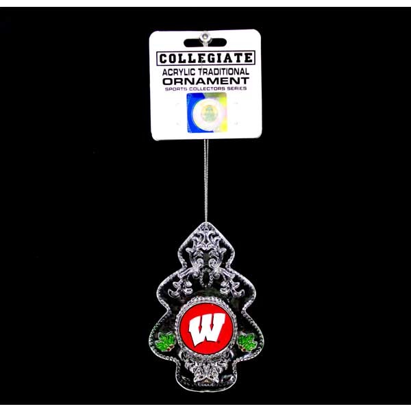 Wisconsin Badgers Ornaments - Acrylic Tree Style - 6 For $18.00 - Wisconsin Badgers