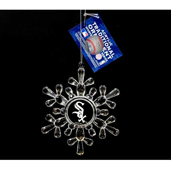 Chicago White Sox Ornaments - Acrylic Snowflake Style - 6 For $18.00 - Wholesale Chicago White Sox Products - White Sox Merchandise